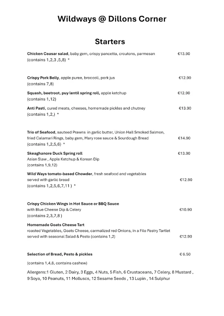Menu_Wild Ways @ Dillons Corner_Skibbereen_image_3