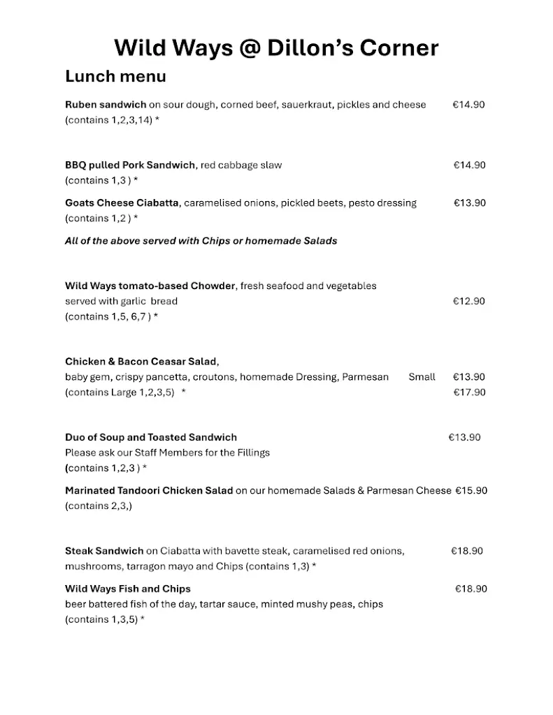 Menu_Wild Ways @ Dillons Corner_Skibbereen_image_4