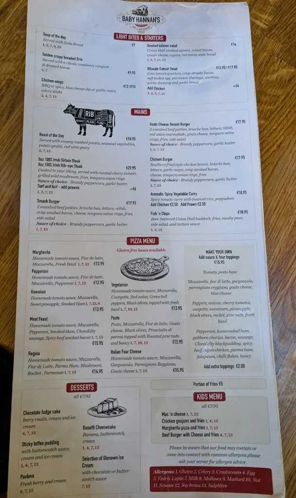 Menu_Baby Hannah's Bar_Skibbereen_imagen_1
