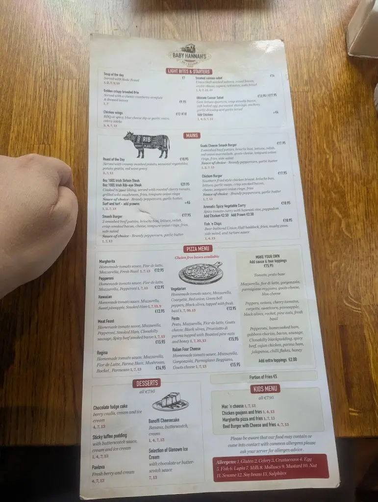Menu_Baby Hannah's Bar_Skibbereen_imagen_3