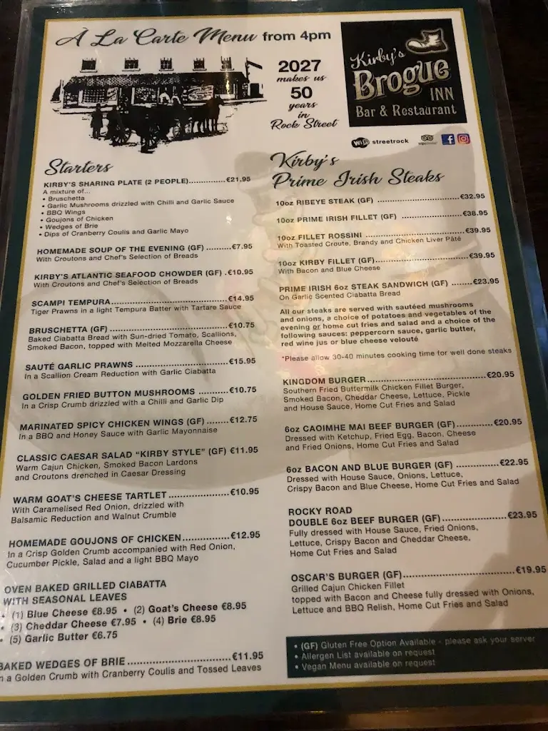 Menu_Kirby's Brogue Inn_Tralee_image_2