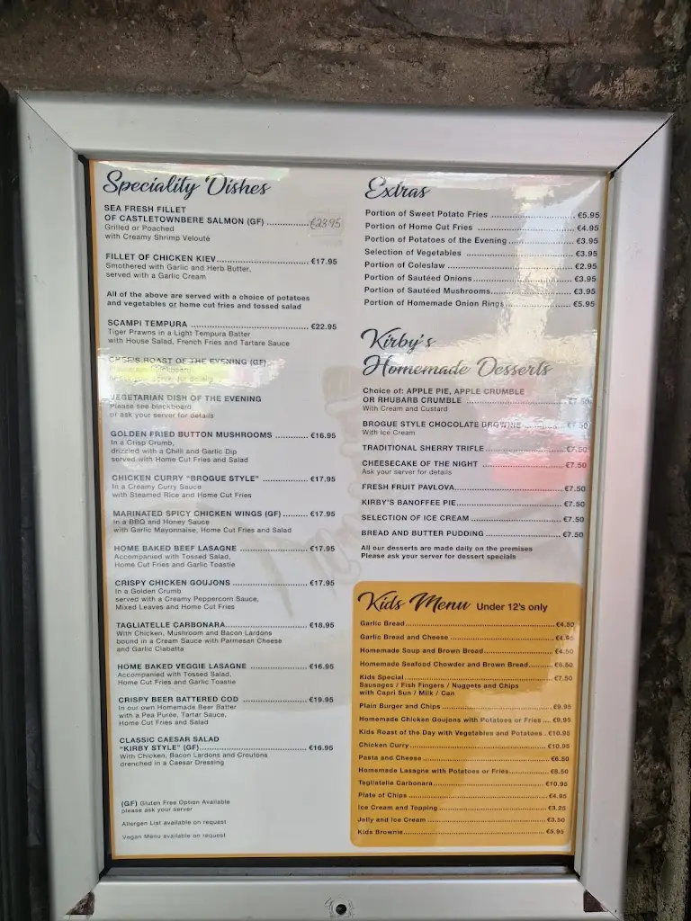 Menu_Kirby's Brogue Inn_Tralee_image_4