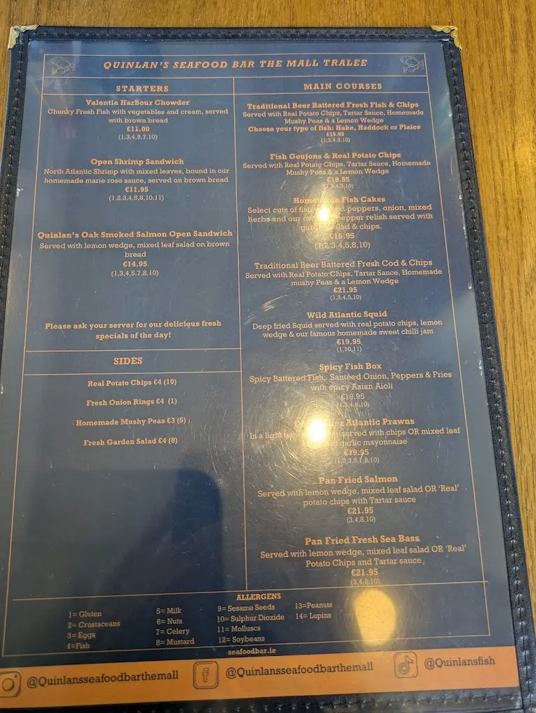 Menü_Quinlan's Fish & Chips_Tralee_Bild_4