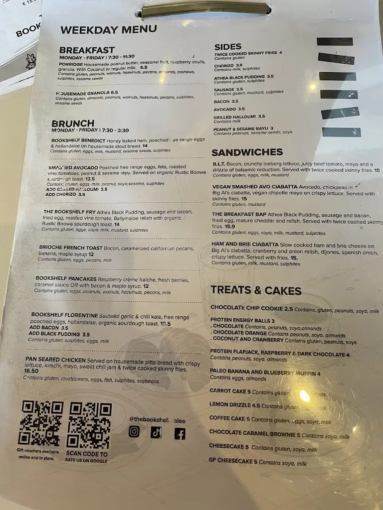 Menü_The Bookshelf Tralee_Tralee_Bild_1