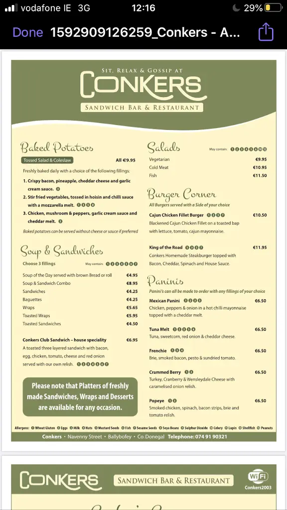 Menu_Conkers Restauarant_Ballybofey_imagen_2