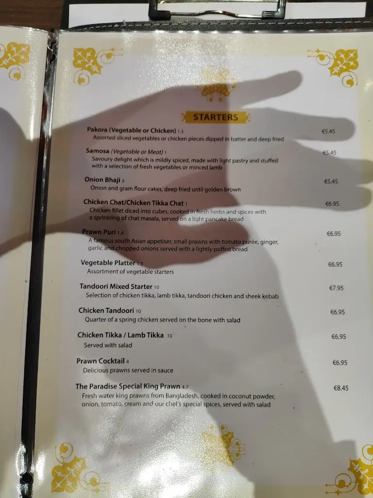 Menu_The Paradise, Indian European restaurant & takeaway_Ballybofey_image_3