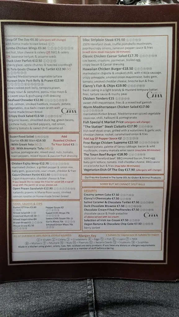 Menü_Clancy's Bar & Restaurant, Youghal_Youghal_Bild_3