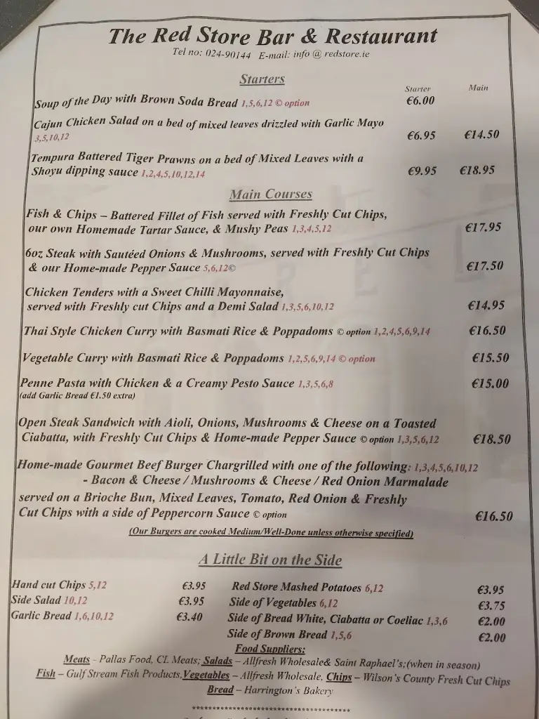 Menu_The Red Store, Bar & Restaurant_Youghal_image_3