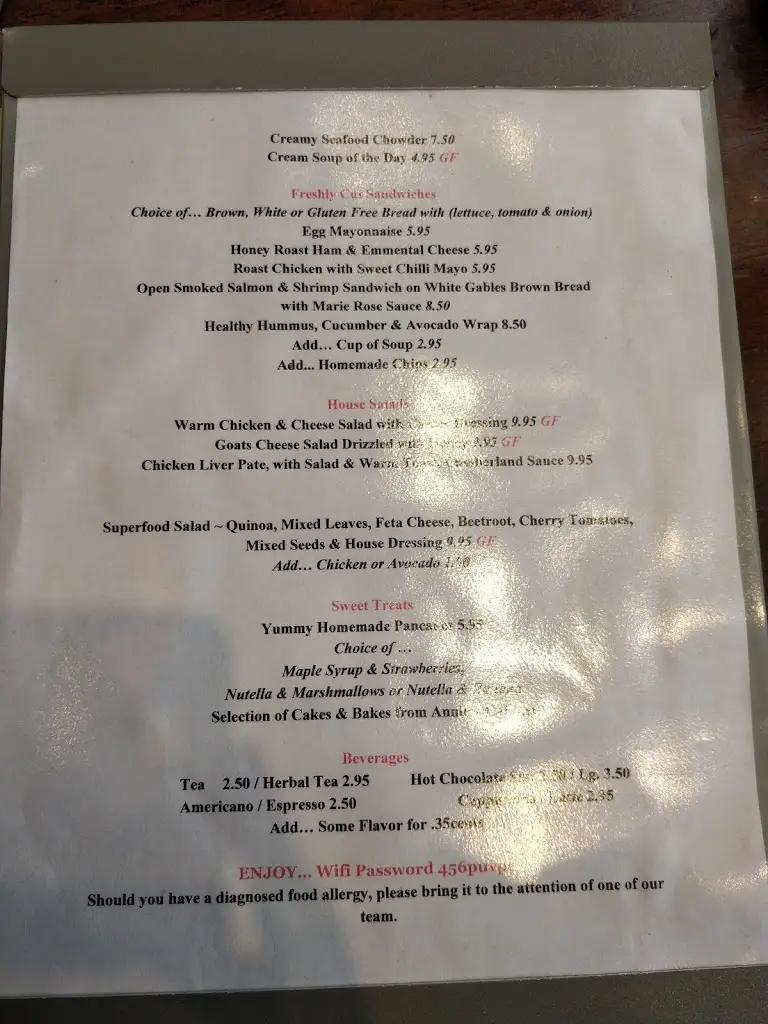 Menu_White Gables Galway_Moycullen_image_1