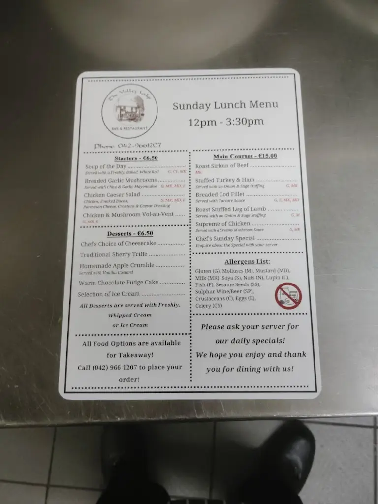 Menu_Valley Lodge_Carrickmacross_image_4