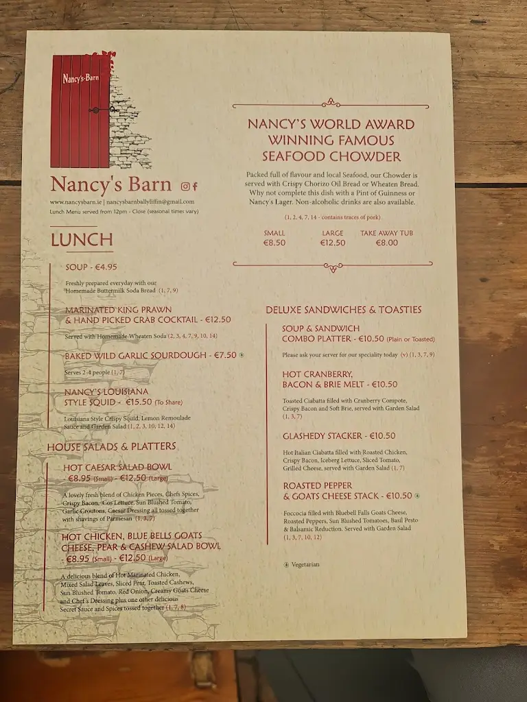 Menu_Nancy's Barn Ballyliffin_Carndonagh_image_3