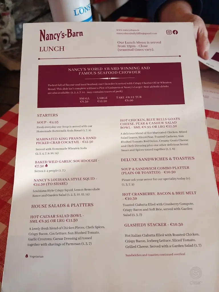 Menu_Nancy's Barn Ballyliffin_Carndonagh_image_4