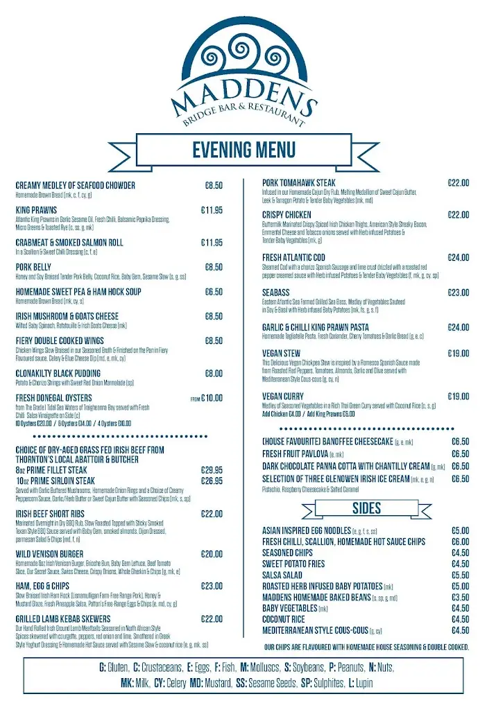 Menu_Maddens Bridge Bar & Restaurant_Bundoran_image_4