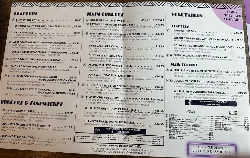 Menu_Quay West Restaurant & Terrace_Bundoran_image_4