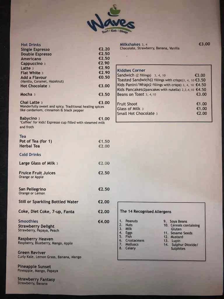 Menu_Waves Surf Cafe_Bundoran_imagen_2