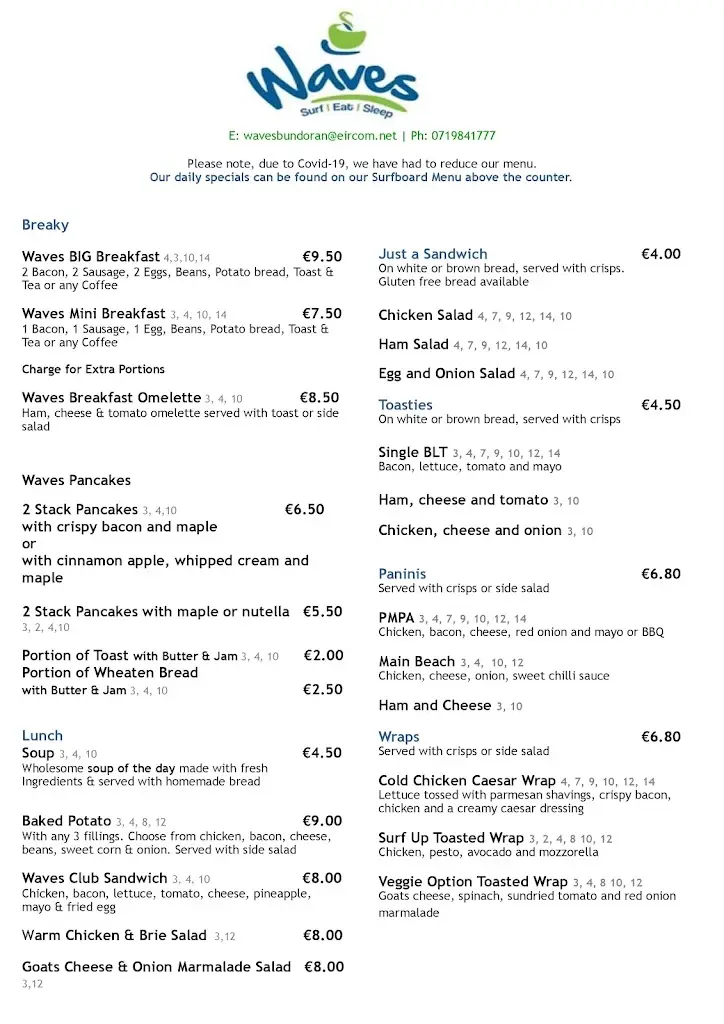 Menu_Waves Surf Cafe_Bundoran_imagen_3