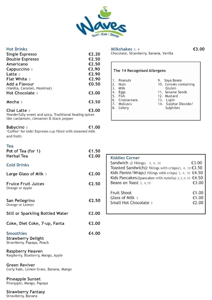 Menu_Waves Surf Cafe_Bundoran_imagen_4