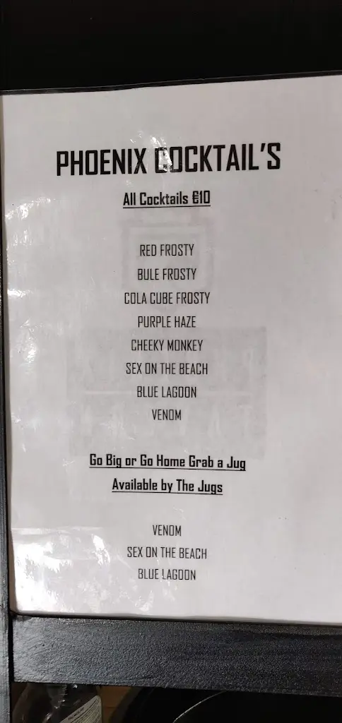 Menu_The Phoenix Tavern_Bundoran_image_1