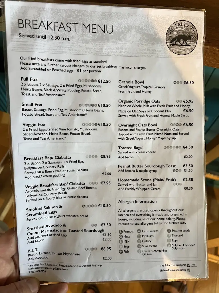 Menu_The Salty Fox_Bundoran_image_1