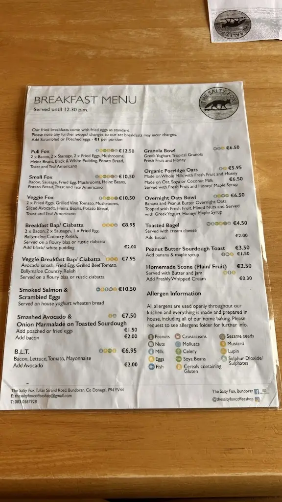 Menu_The Salty Fox_Bundoran_image_2