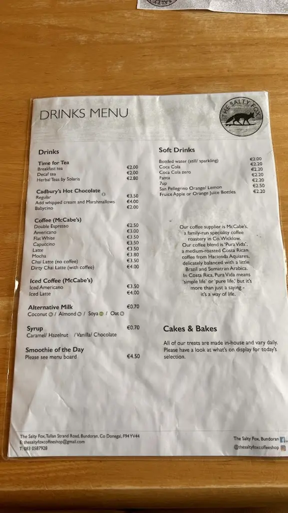 Menu_The Salty Fox_Bundoran_image_4