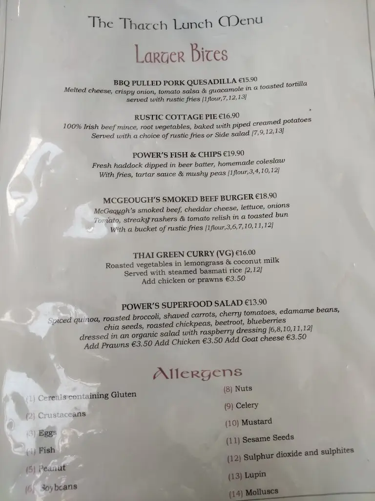 Menu_Powers Thatch, Bar And Restaurant_Oughterard_image_2