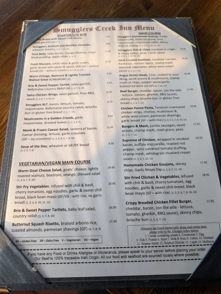 Menu_Smugglers Creek Inn_Ballyshannon_immagine_3