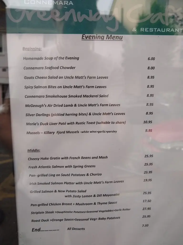 Menu_Connemara Greenway Restaurant_Oughterard_image_1