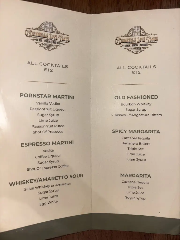 Menu_O'Donnells Bar & Restaurant Donegal_Donegal_image_1