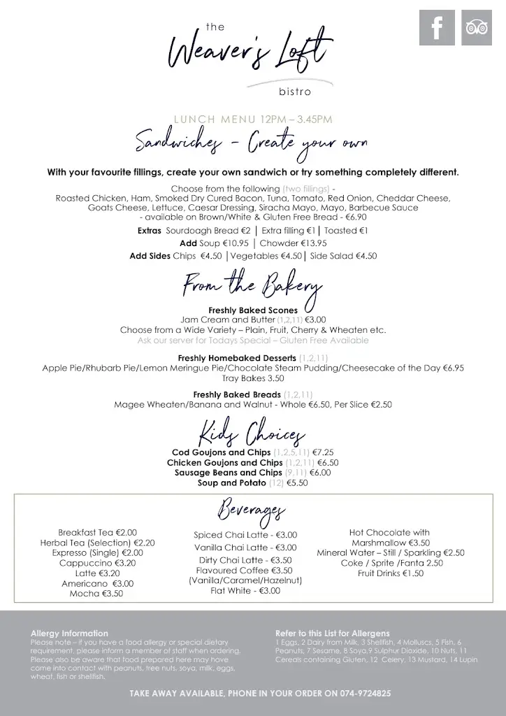 Menu_the 'Weaver's Loft' bistro_Donegal_image_2