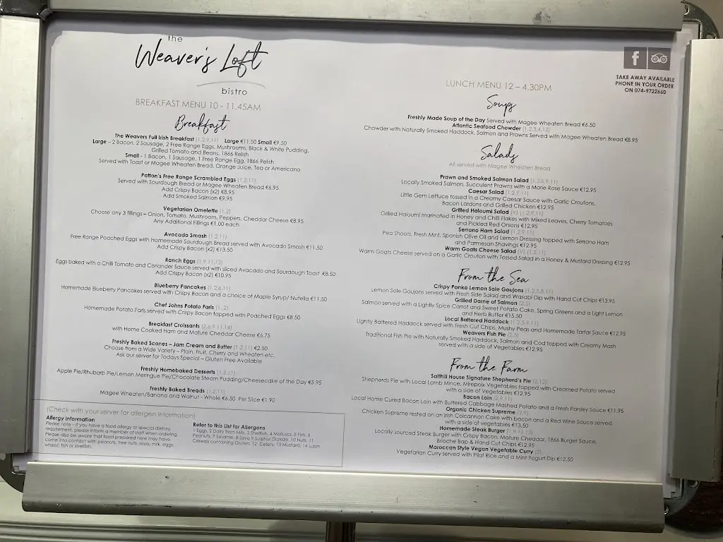 Menu_the 'Weaver's Loft' bistro_Donegal_image_4