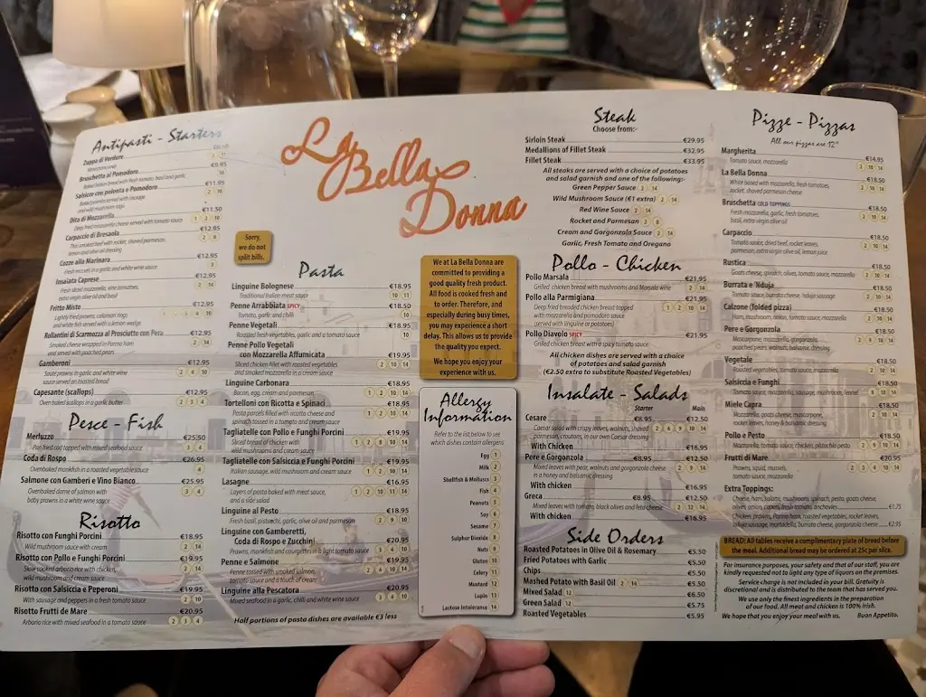 Menu_La Bella Donna Restaurant_Donegal_image_2