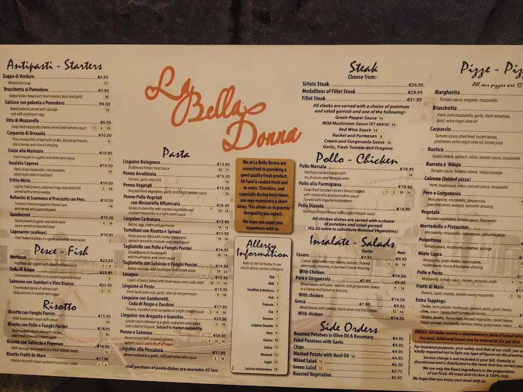 Menu_La Bella Donna Restaurant_Donegal_image_3