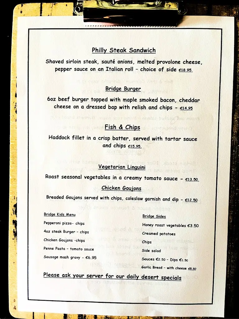 Menu_Bridge Inn Dungloe_Dungloe_image_1