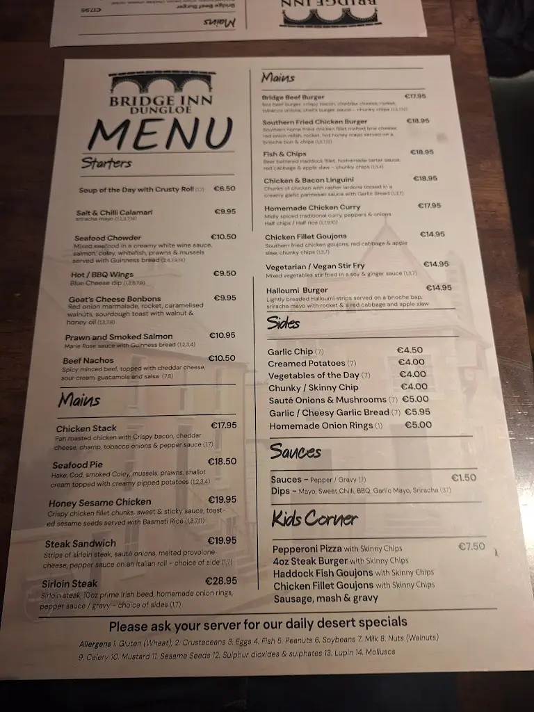 Menu_Bridge Inn Dungloe_Dungloe_image_3