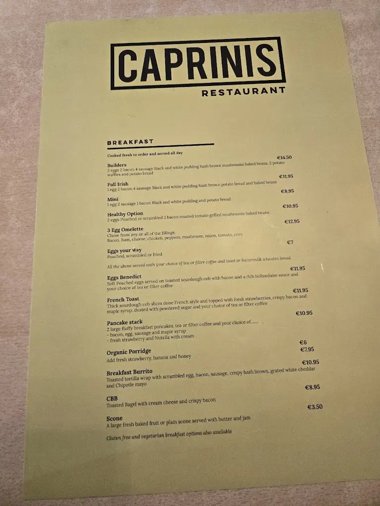 Menu_Caprinis restaurant_Dungloe_image_1