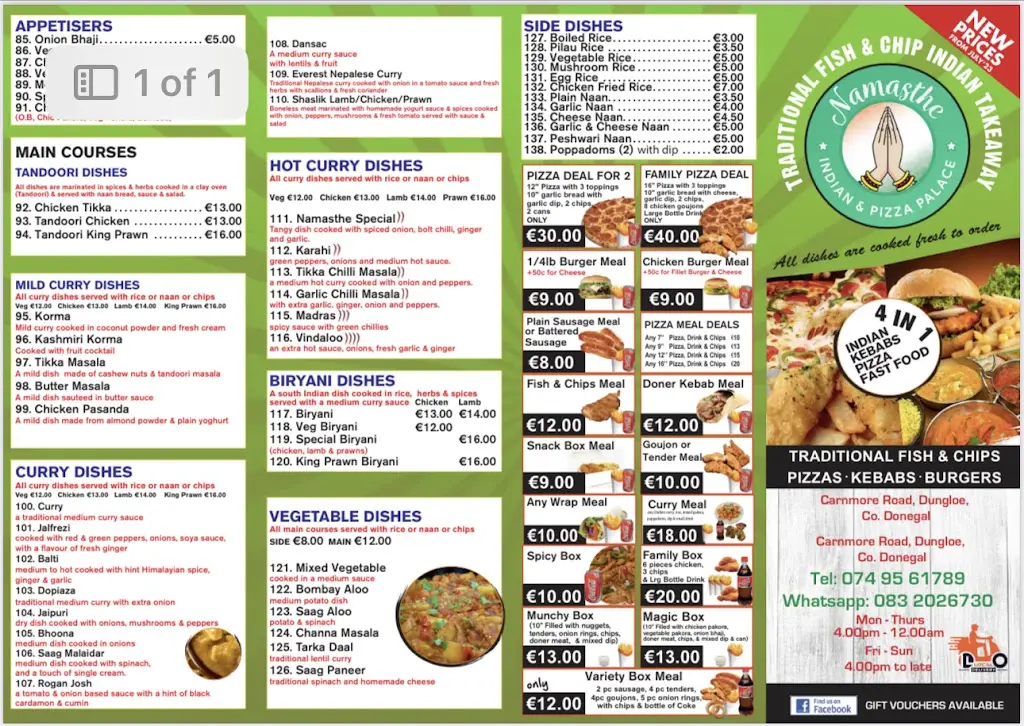 Menu_Namasthe Indian and Pizza Palace_Dungloe_image_3