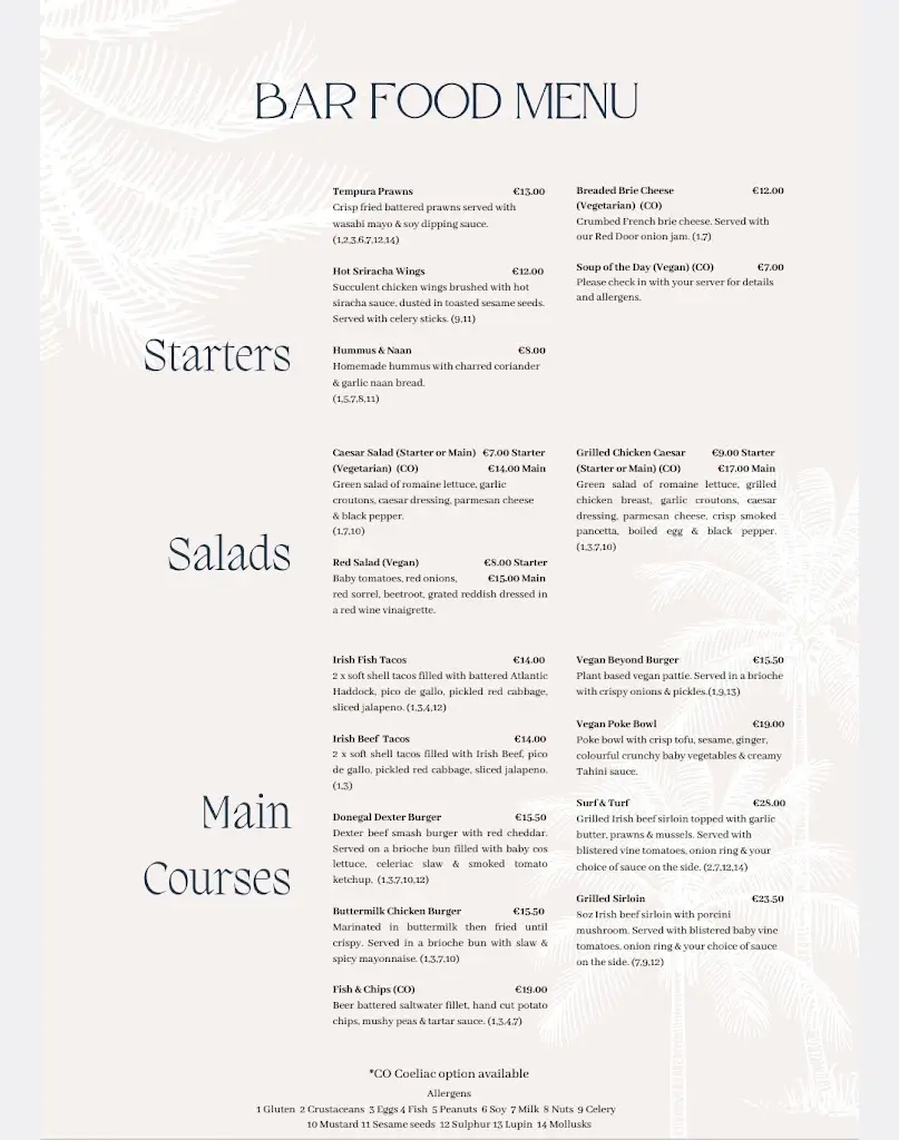 Menü_The Red Door Country House_County Donegal_Bild_1