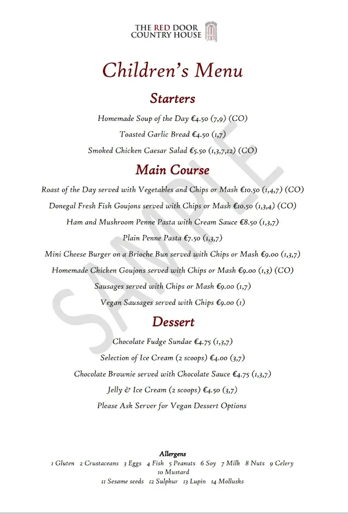 Menü_The Red Door Country House_County Donegal_Bild_3