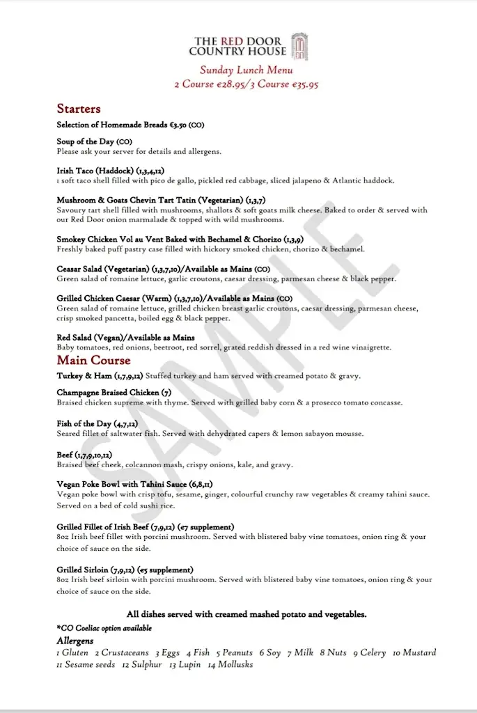 Menü_The Red Door Country House_County Donegal_Bild_4