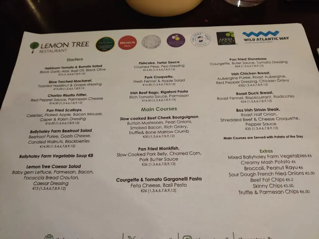 Menu_The Lemon Tree Restaurant_County Donegal_imagen_2