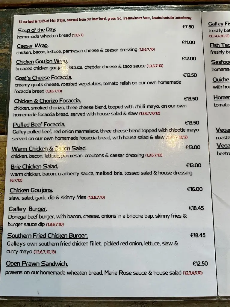 Menu_THE GALLEY, DOWNINGS, CO. DONEGAL_Dunlewy_image_4