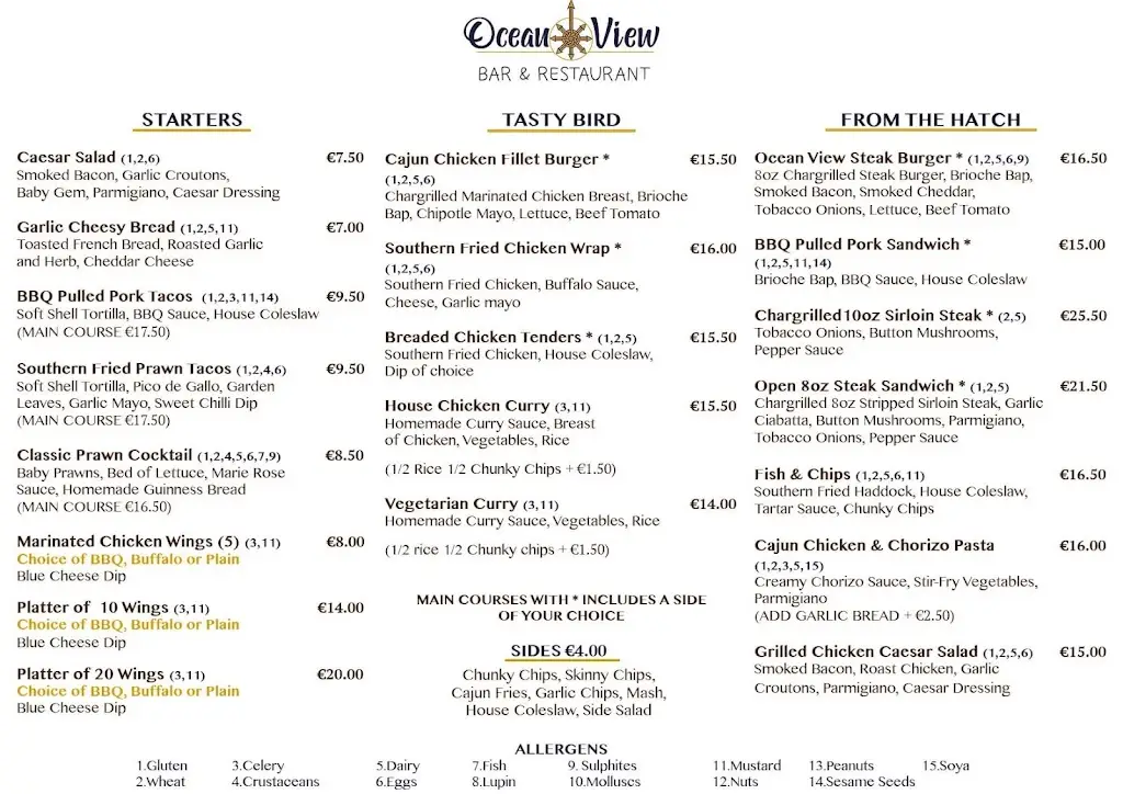 Menu_Ocean View Bar and Restaurant_Dunlewy_immagine_1