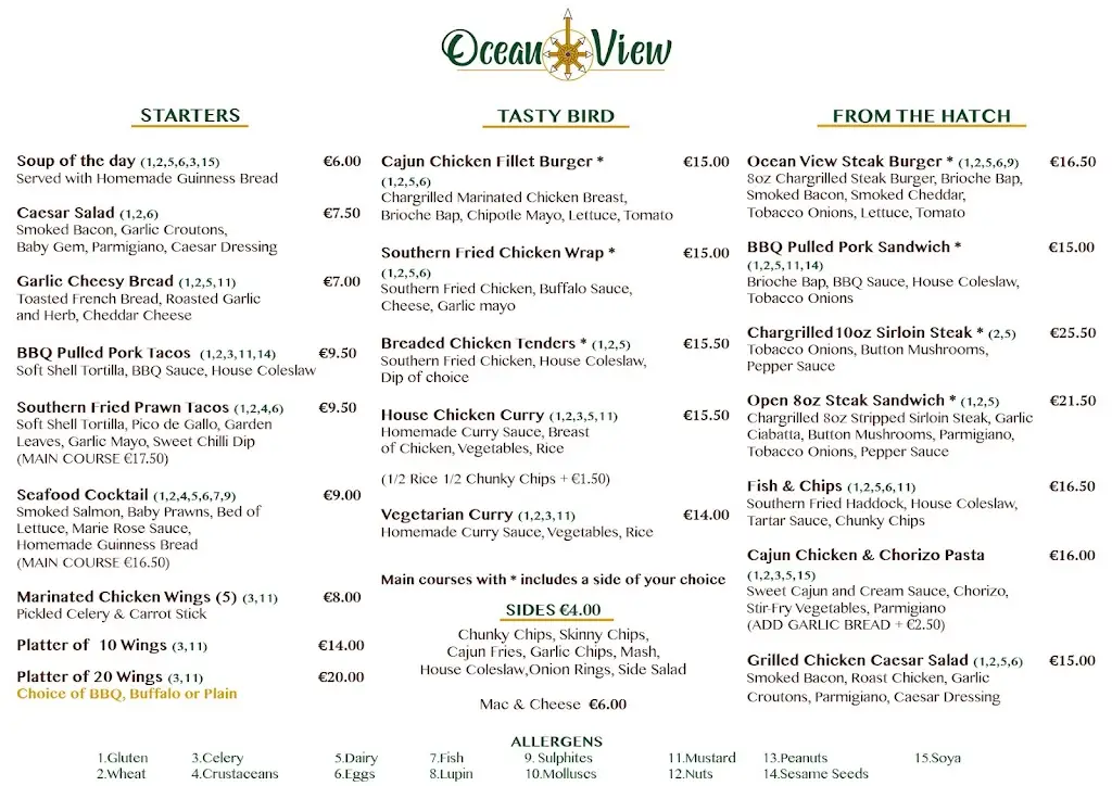 Menu_Ocean View Bar and Restaurant_Dunlewy_immagine_2