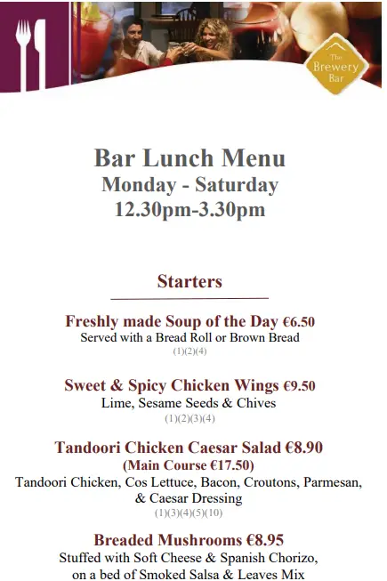 Menu_Brewery bar & restaurant_Cootehill_immagine_4