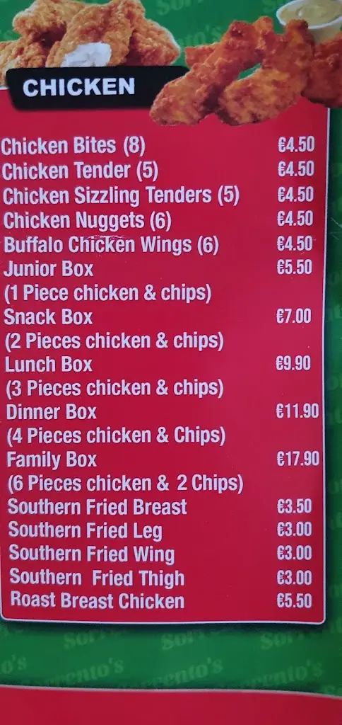 Menu_Sorrento's Take Away_Cootehill_image_1