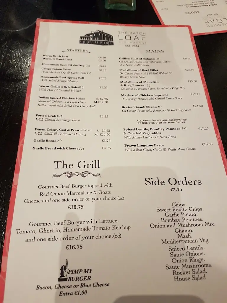 Menu_The Batch Loaf_County Monaghan_image_2