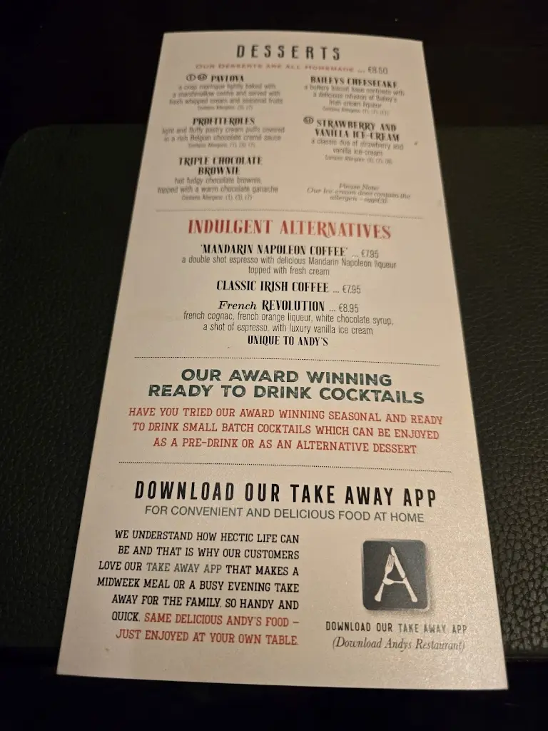 Menu_Andy's Bar & Restaurant_County Monaghan_image_1