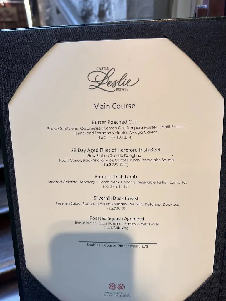 Menu_Snaffles Restaurant_County Monaghan_image_1