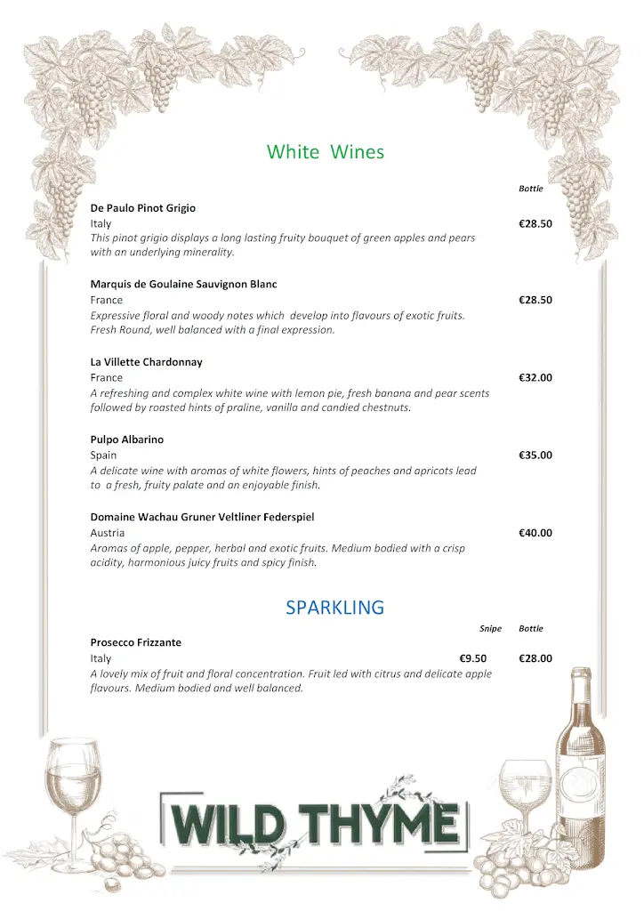 Menu_Wild Thyme Restaurant_County Monaghan_image_2